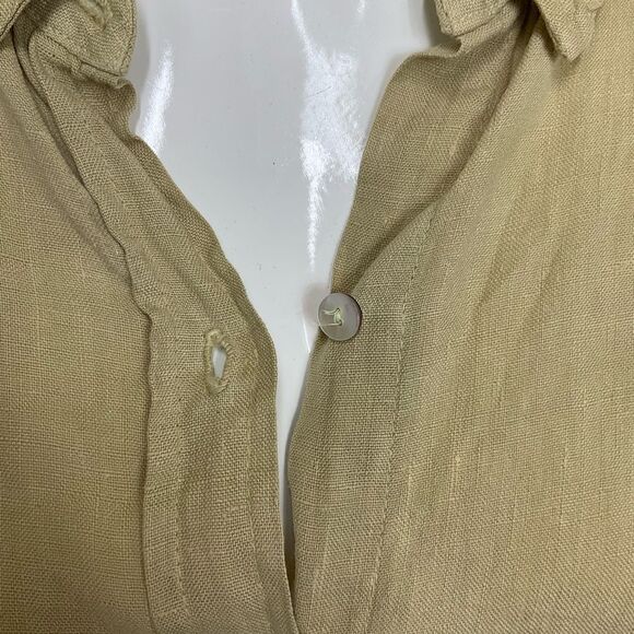 NU Construction 100% Linen Boho Lagenlook Ling Sleeves Button Up Shirt Size 1X - Picture 8 of 12